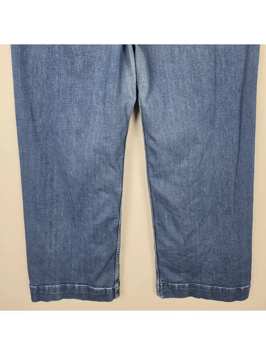 Maeve Size 32T Tall The Colette Crop High Rise Wide Leg Jeans Blue - Picture 8 of 13